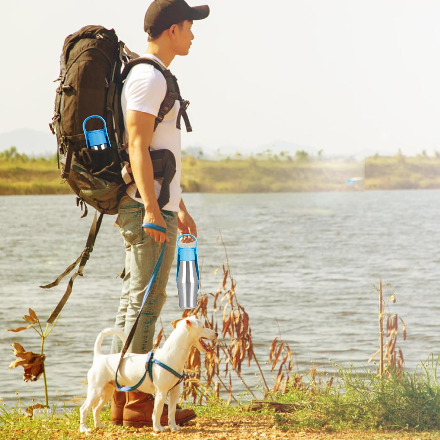 Dog Water Bottle, 27oz(750ml) Large Portable Dog Water Bottle, Dog Travel Water Bottle, Dog Water Bottle Dispenser, Stainless Steel Pet Travel Cup Outdoor Dog Water Bowl Bottle (Gray) - Image 7