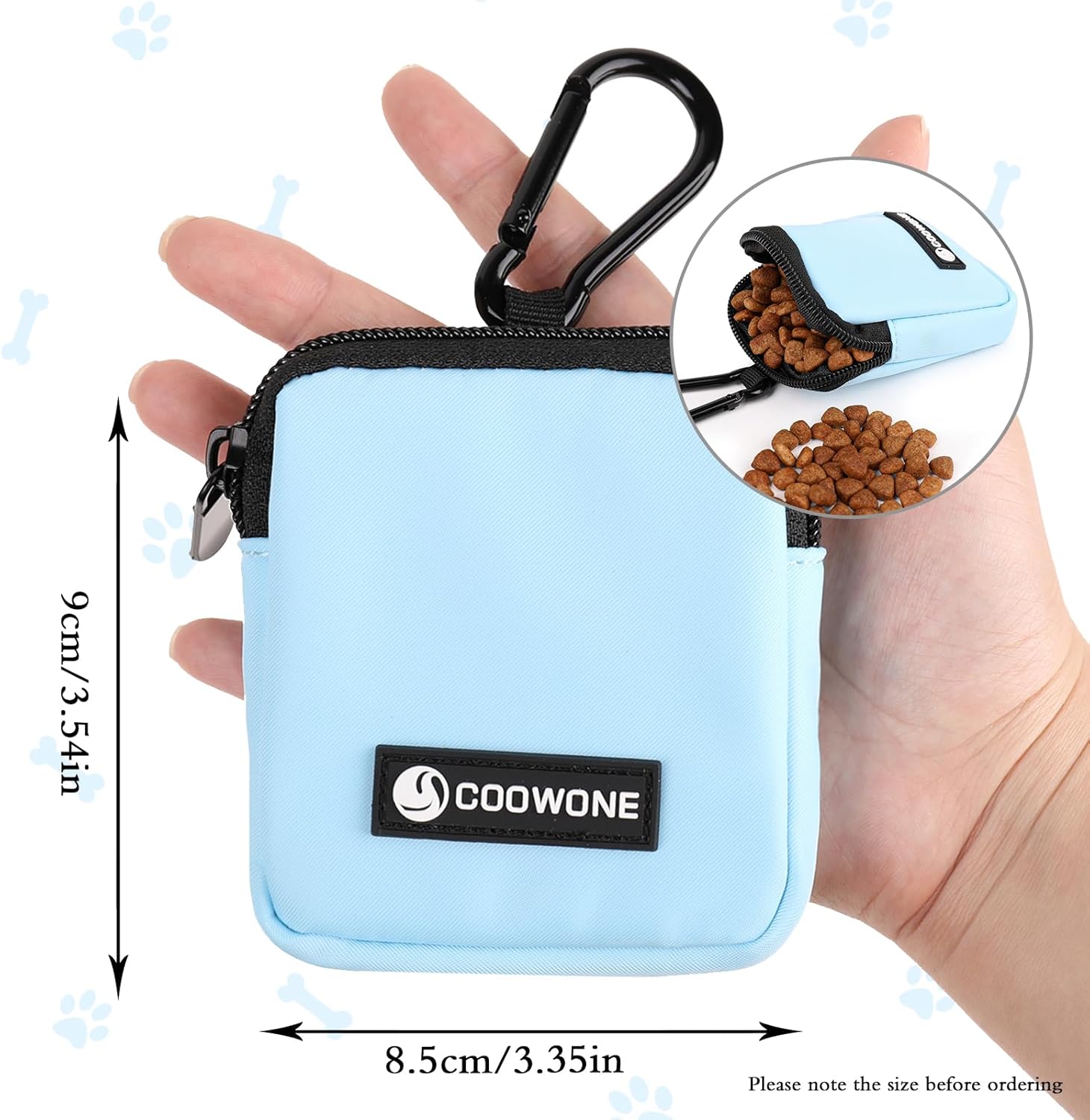 Dog Treat Pouch 2 PCS, Waterproof Small Dog Treat Bag for Leash, Hands Free Puppy Walking Bag with Carabiner, Pet Poop Bag Holder for Pet Puppy Travel or Outdoor Use, Zipper Closure to Avoid Spilling - Image 5