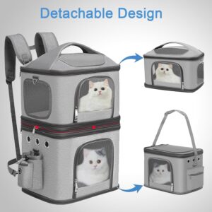 Detachable Double Pet Carrier Backpack for Cats and Small Dogs, Cat Tr...