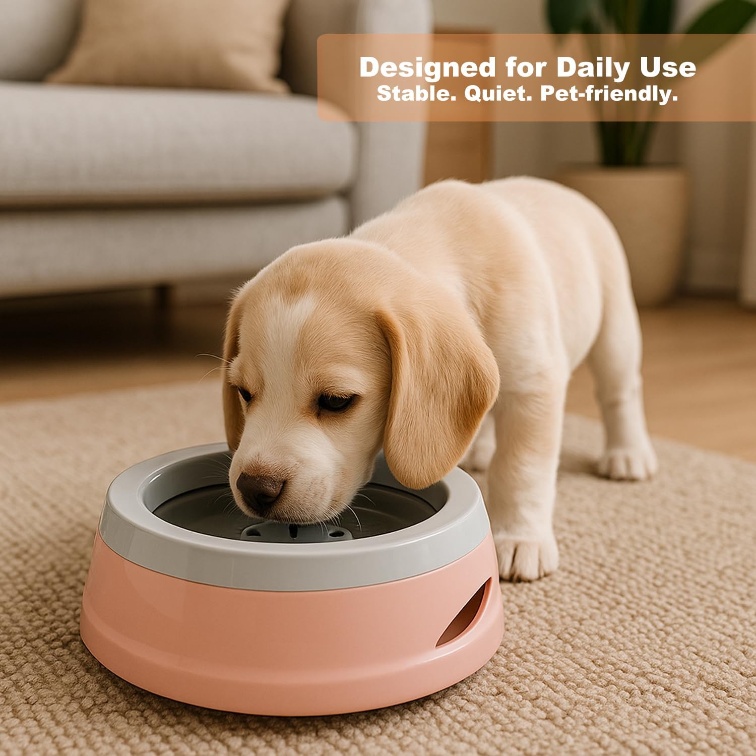 25oz Dog Water Bowl for Small/Medium Pets – Spill-Proof and No-Splash Slow Drinking Pet Water Dispenser, Portable Non-Slip Feeder Bowl for Travel, Car, Crate, and Home Use - Pink - Image 7