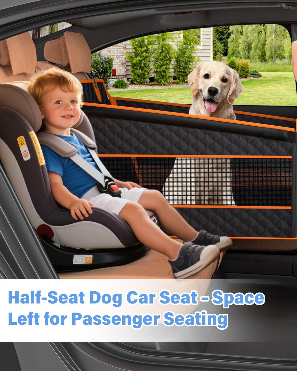 Dog Car Seat for Large Dogs, Back Seat Extender for Dogs, Foldable Pet Car Seat with Waterproof Oxford Fabric and Non-Slip Bottom, All-Around Protection and Strong Support - Image 3