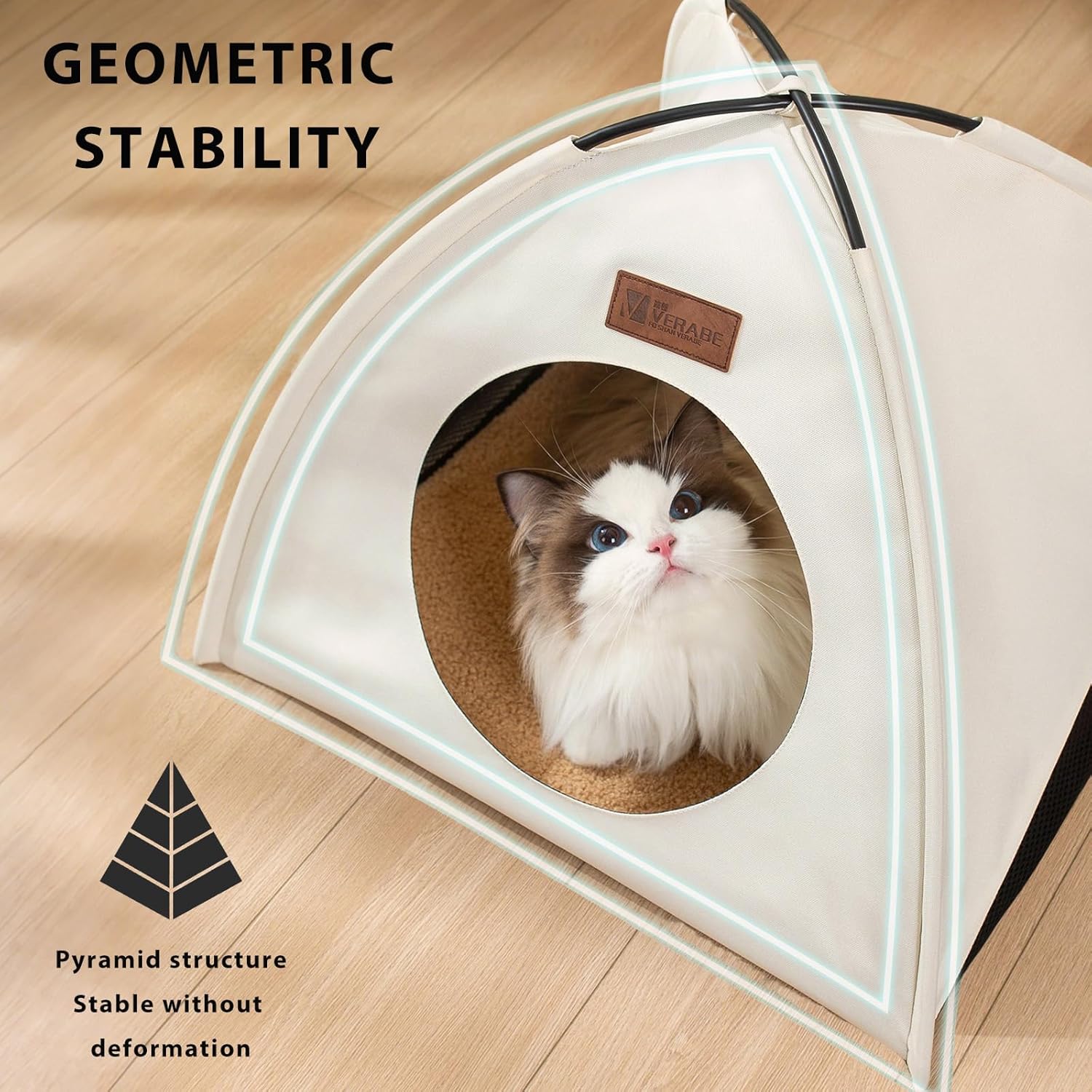 All-Season Cat Tent for Indoor/Outdoor, Assembly-Free Waterproof Cat House Bed with Removable Cushion, Cozy Cave for Cats & Small Dogs (Small, White) - Image 3
