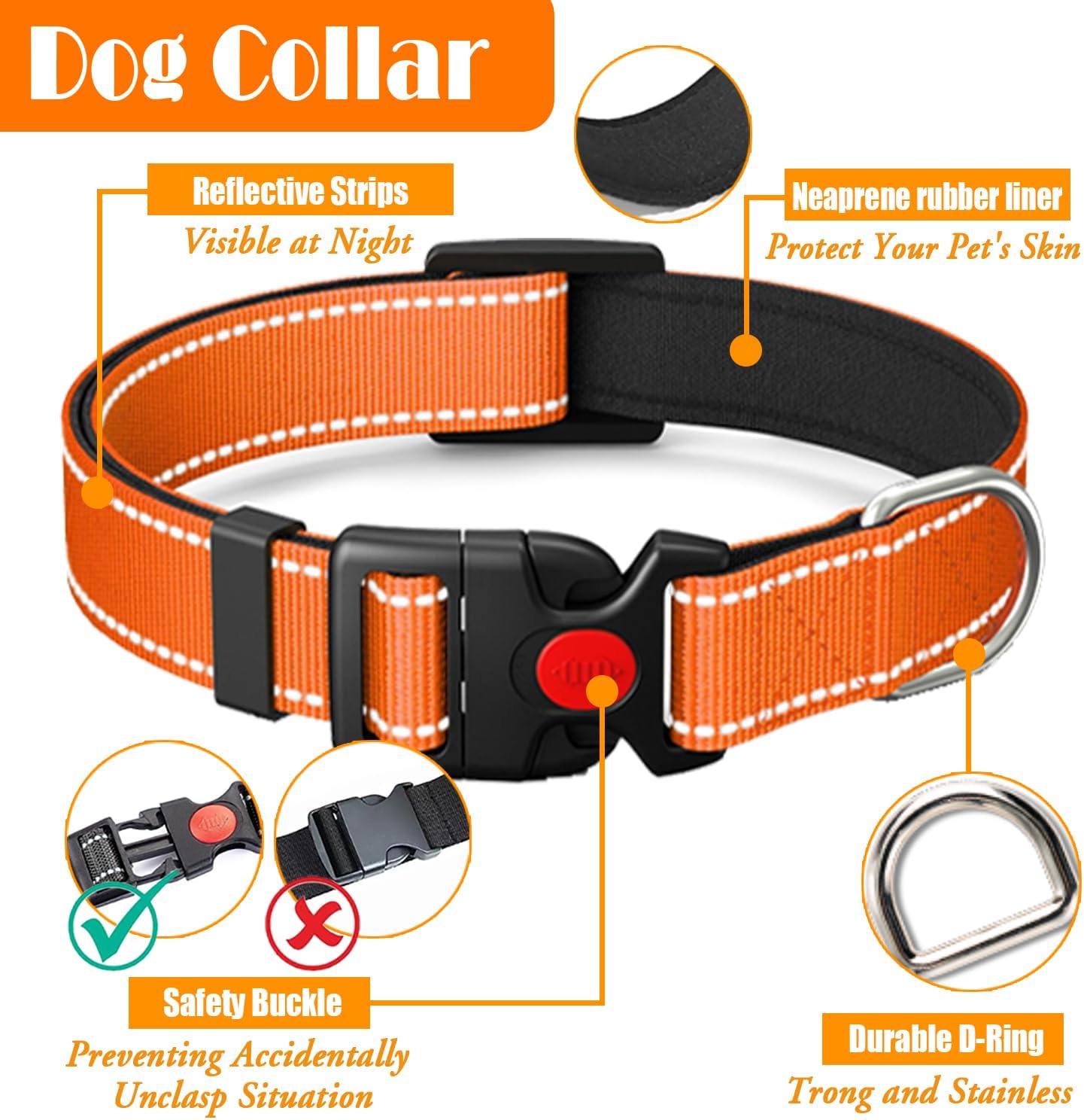 No Pull Dog Harness, Collar & Leash Set | Includes Dog Seat Belt, Collapsible Bowls & Poop Bag Dispenser. Ideal for Training, Walking, Hiking. Fits Small to Large Dogs(Orange-M) - Image 5