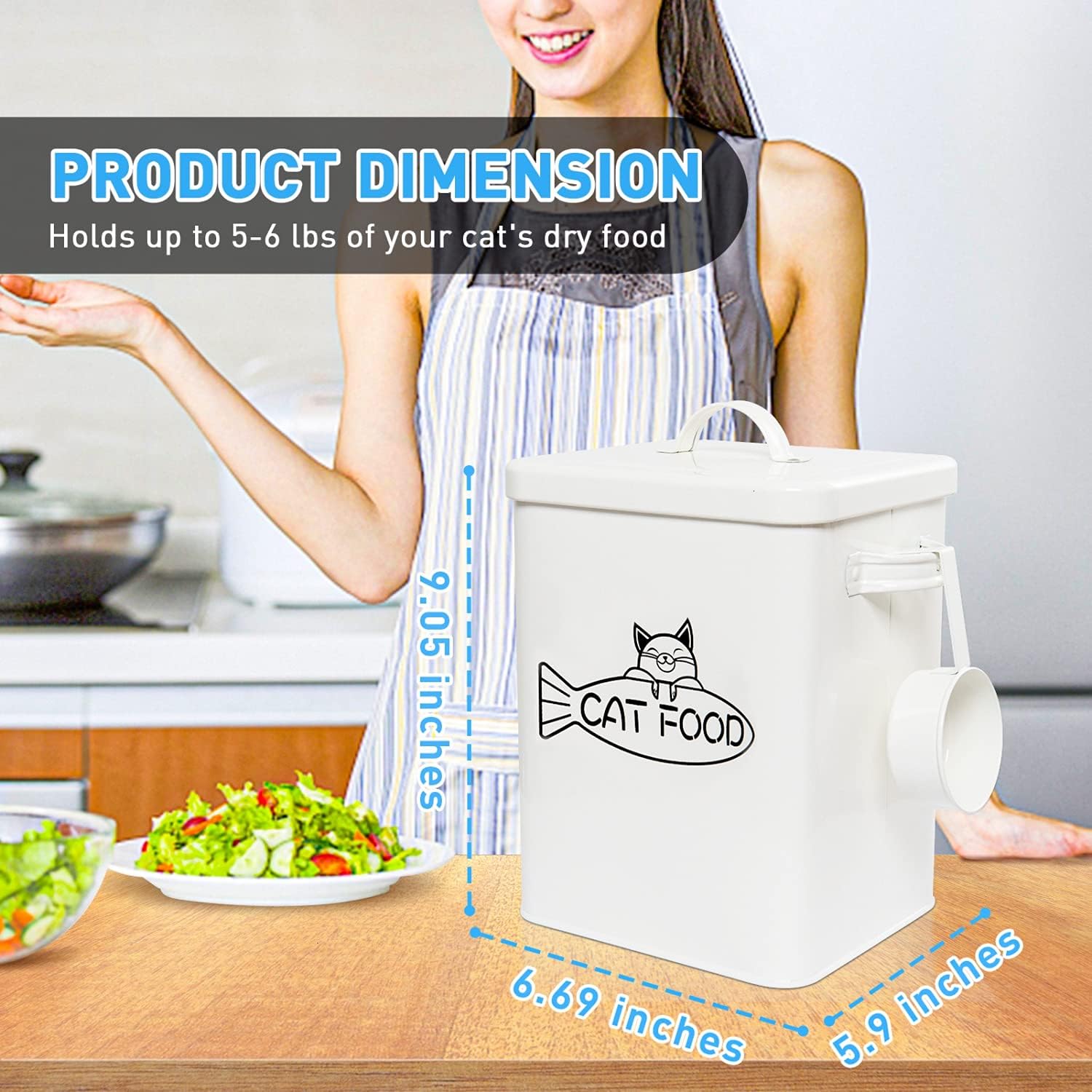 Dog and Cat Food Storage Container, Farmhouse Pet Food Containers with Lid and Dry Food Scoop, Durable Airtight Great Gift for Pet Owners - Image 3