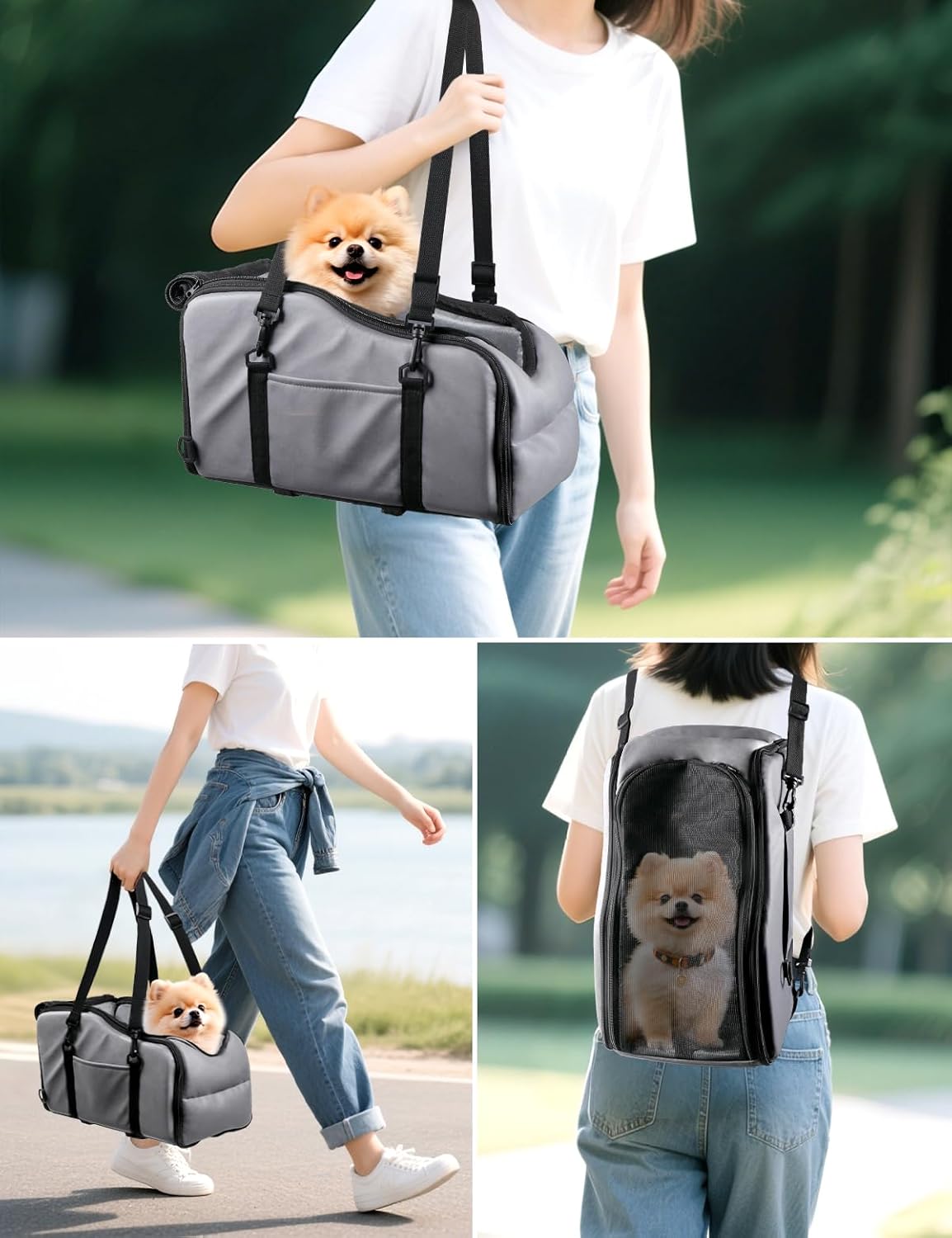 Dog Car Seat for Small Dogs, Portable Center Console Dog Car Seat, Pet Travel Backpack with Safe Protection Hooks and Double Fixation Seat Belts, Suitable for Small Dogs & Cat Under 12 lbs - Image 4