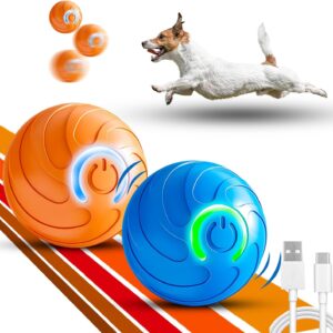 Duraspin Dog Ball, Duraspin Balls for Large Dogs, Alizure Dog Ball, 2025 New Upgraded Interactive Automatic Rolling with Lights, Dura Spin Dogs Balls That Moves on Its Own (Blue and Orange)