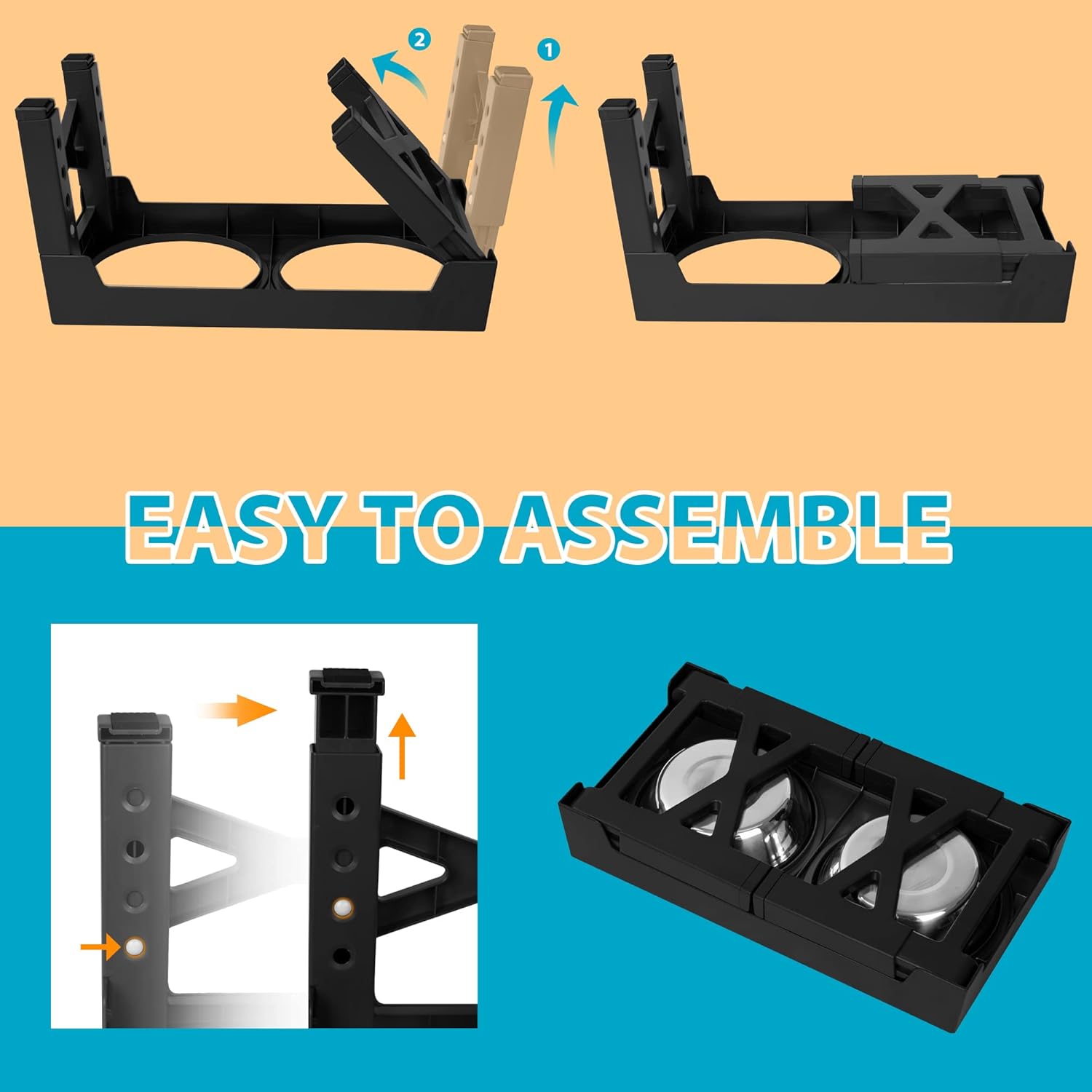 Niubya Elevated Dog Bowls with 2 Stainless Steel Dog Food Bowls, Raised Dog Bowl Adjusts to 5 Heights (3.15", 8.66", 9.84",11.02", 12.2") for Small Medium and Large Dogs - Image 6