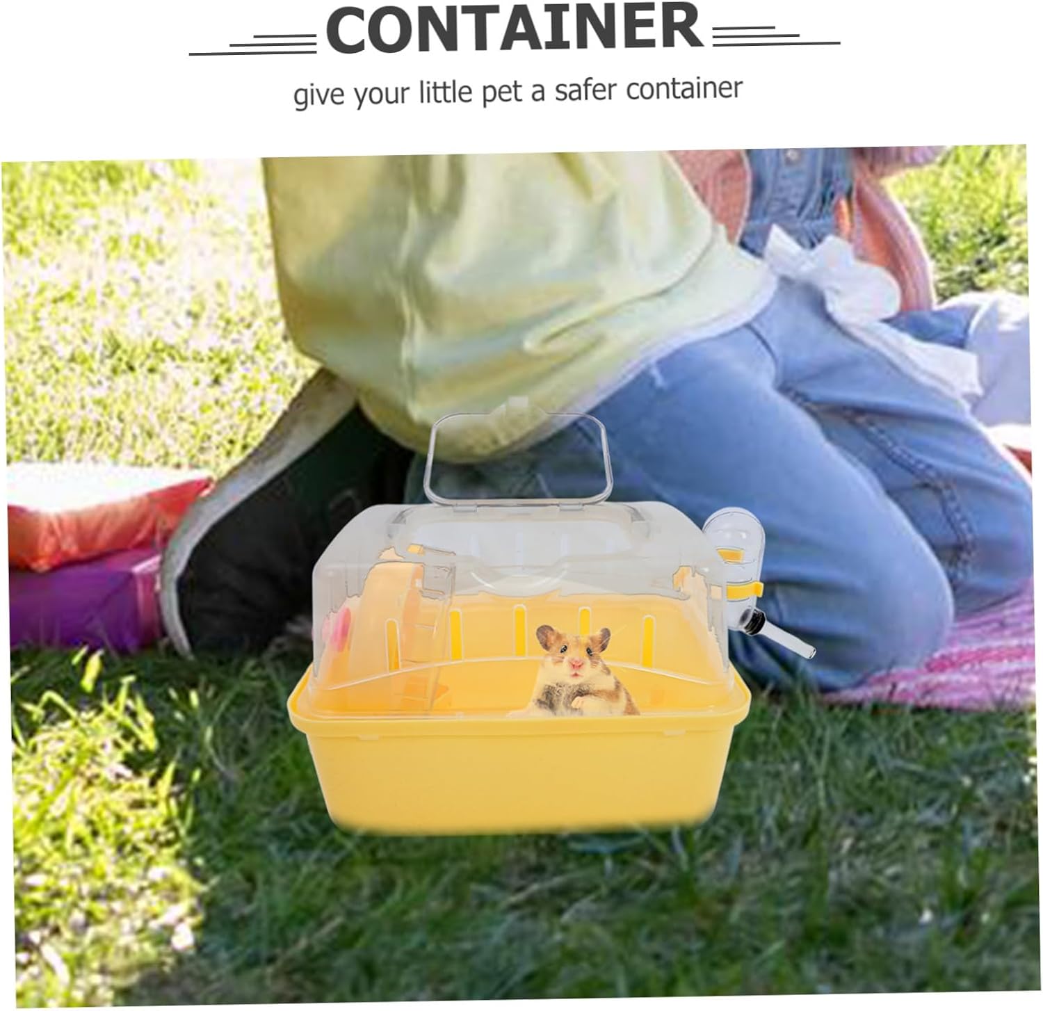 Garneck Outdoor Hamster Cage with Water Feeder Compact Plastic Carrier for Pets for Travel and Camping Suitable for Hamsters Gerbils and More - Image 4