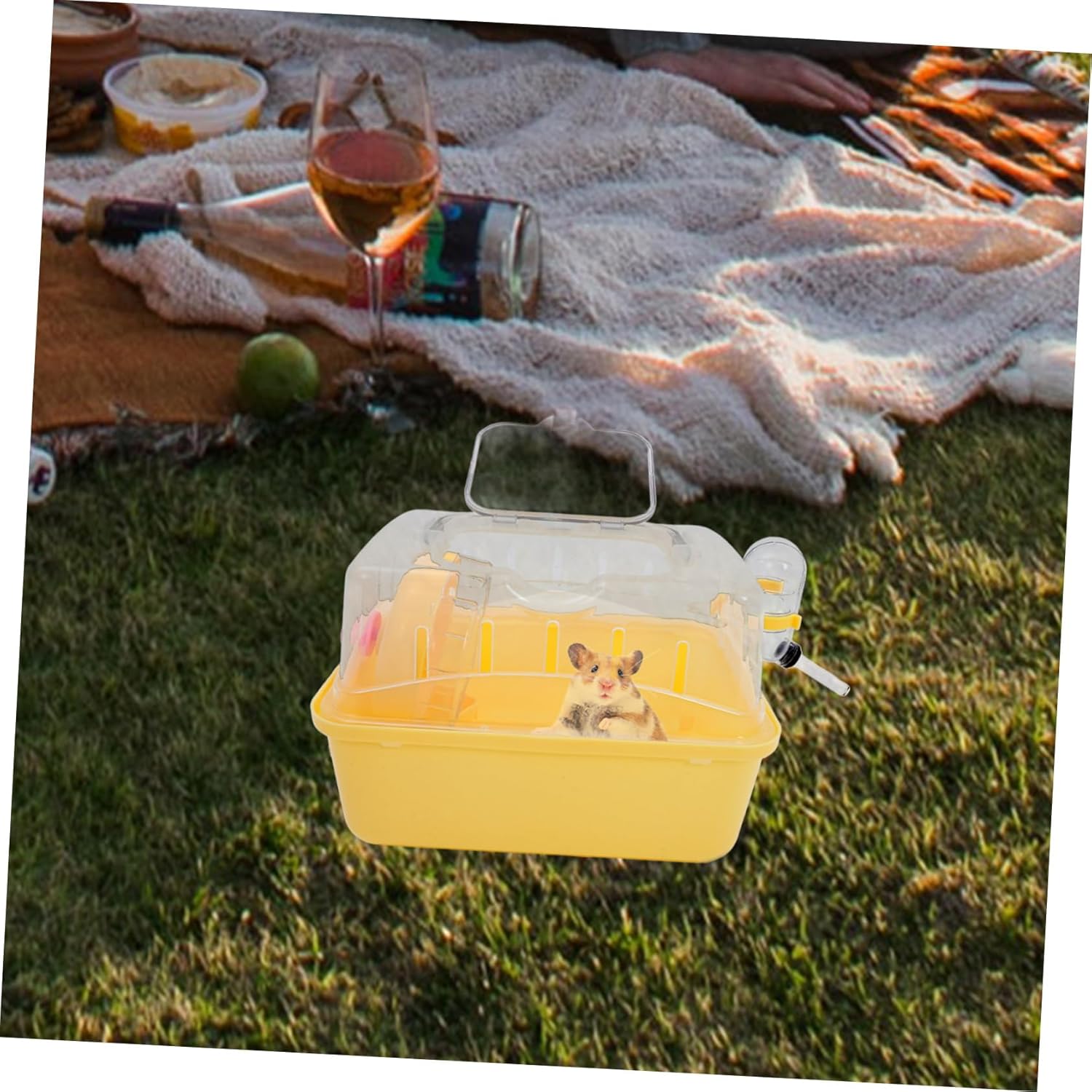 Totority Hamster Carrier Cage Portable Outdoor Plastic Takeaway Cage Water Feeder Spacious for Small Pets for Travel and Camping Breathable Design for Safe Transport - Image 4