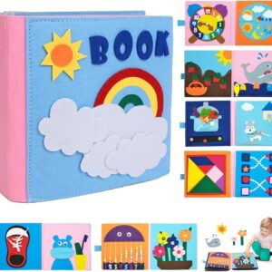 Cobelae Montessori Toys Busy Board for Toddlers, Baby Airplane/Road Trip Quiet Book, Preschool Learning Activities Develop Fine Motor Skills Educational Sensory Travel Toys for Boys and Girls Gifts