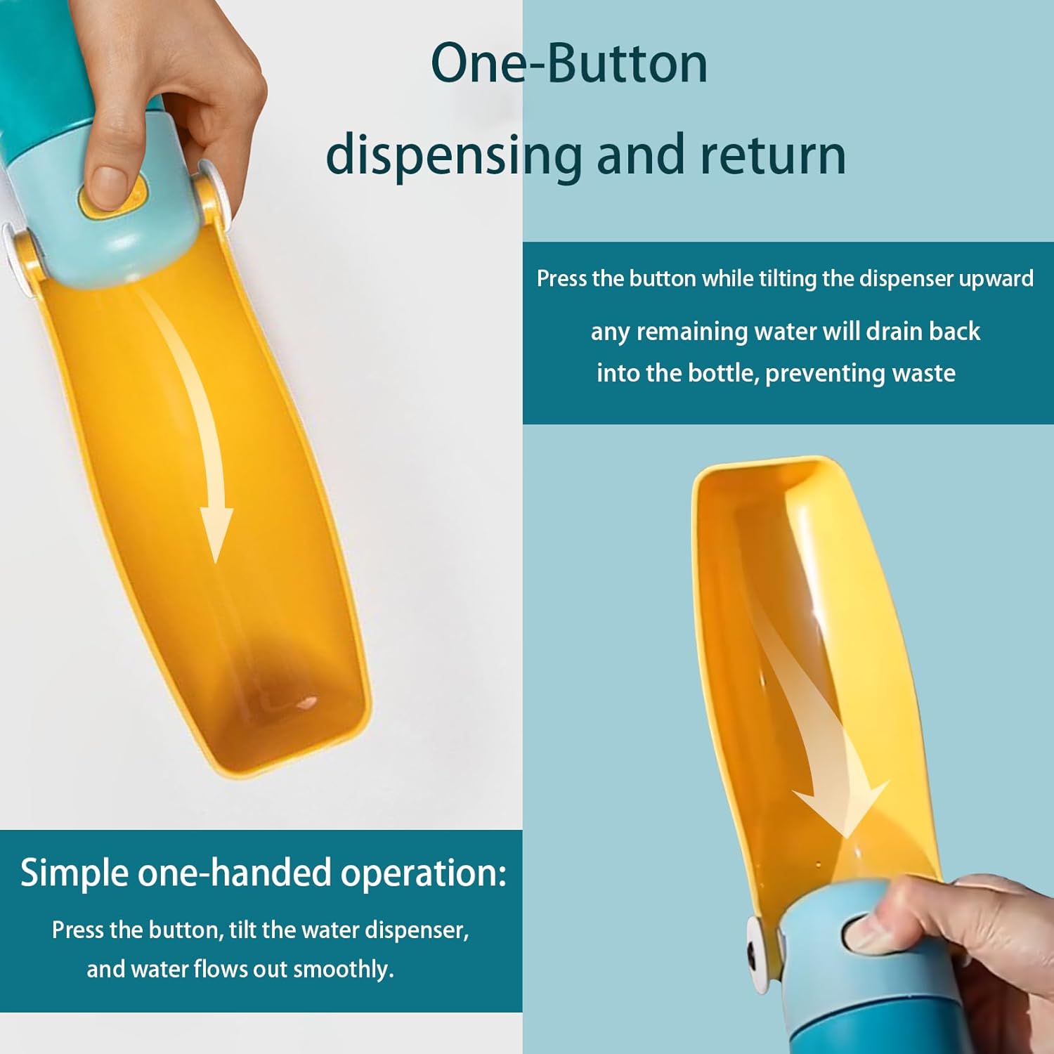 Dog Water Bottle Portable,Puppy Travel Water Bowl,Dog Water Bottle Dispenser for Walking,Puppy Essentials,One-Touch Water Dispensing & Retraction,Thick Body,Shockproof & Durable (Green, 300ml/10oz) - Image 5