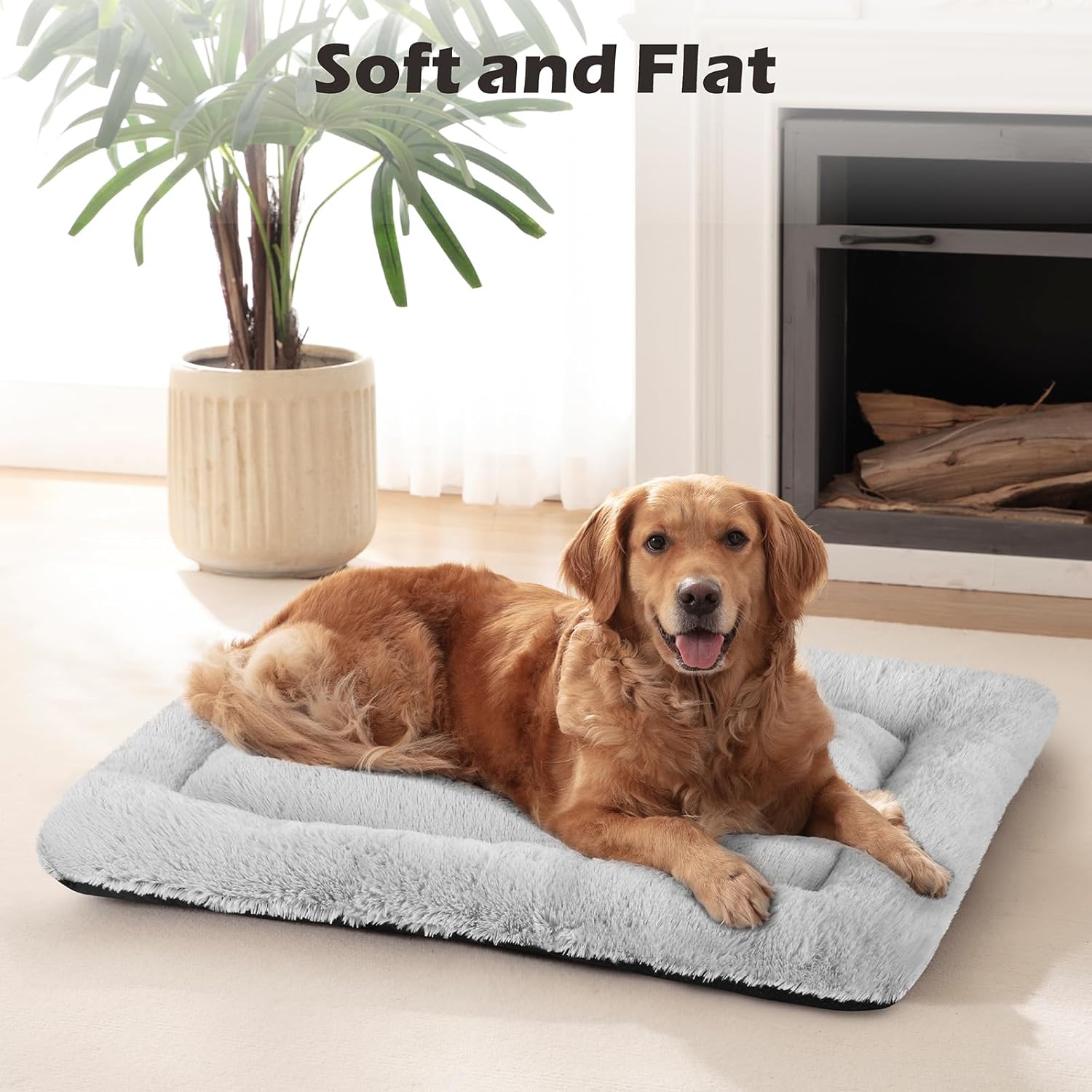 SIWA MARY Dog Bed Mat Soft Crate Pad Washable Non-Slip Mattress for Large Medium Small Dogs and Cats Kennel Pad (23'' x 18'', Grey) - Image 3