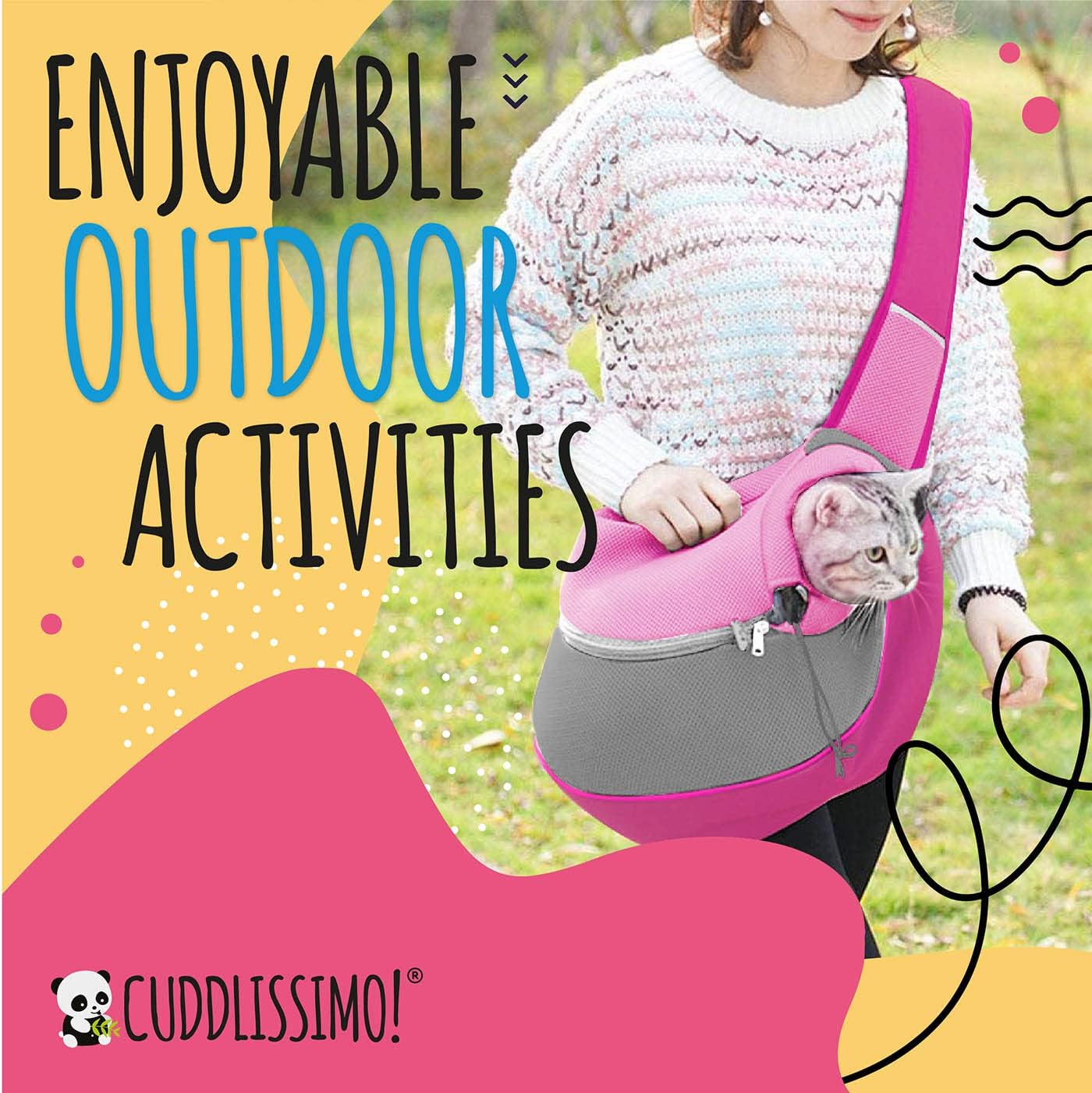 Pet Sling Carrier - Soft Front-Chest Carrying Bag for Small Pets (Ideal for Dogs, Puppies & Cats 6–10 lbs) - Carefully Sized for Yorkshire Terrier, Maltese, Toy Poodle, Papillon -(Pink-L) - Image 8