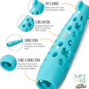 Messy Mutts Totally Pooched Stuff’n Chew Rocket Stick | Teal | 10″ x 2.5″ Fillable Dog Toy | Interactive Treat Holding TPR Toy for Dog