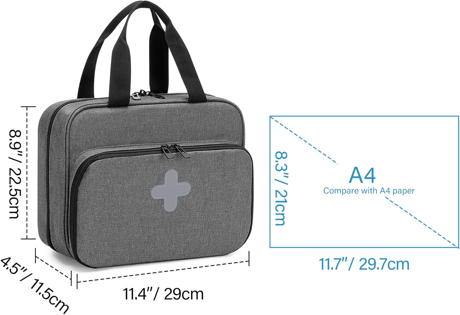 CURMIO Pill Bottle Organizer Portable Medicine Bag, Lockable Prescription Bottle Storage for Pill Bottles, Vitamins, Medical Supplements for Home Storage and Travel, Gray (Empty Medicine Bag) - Image 6