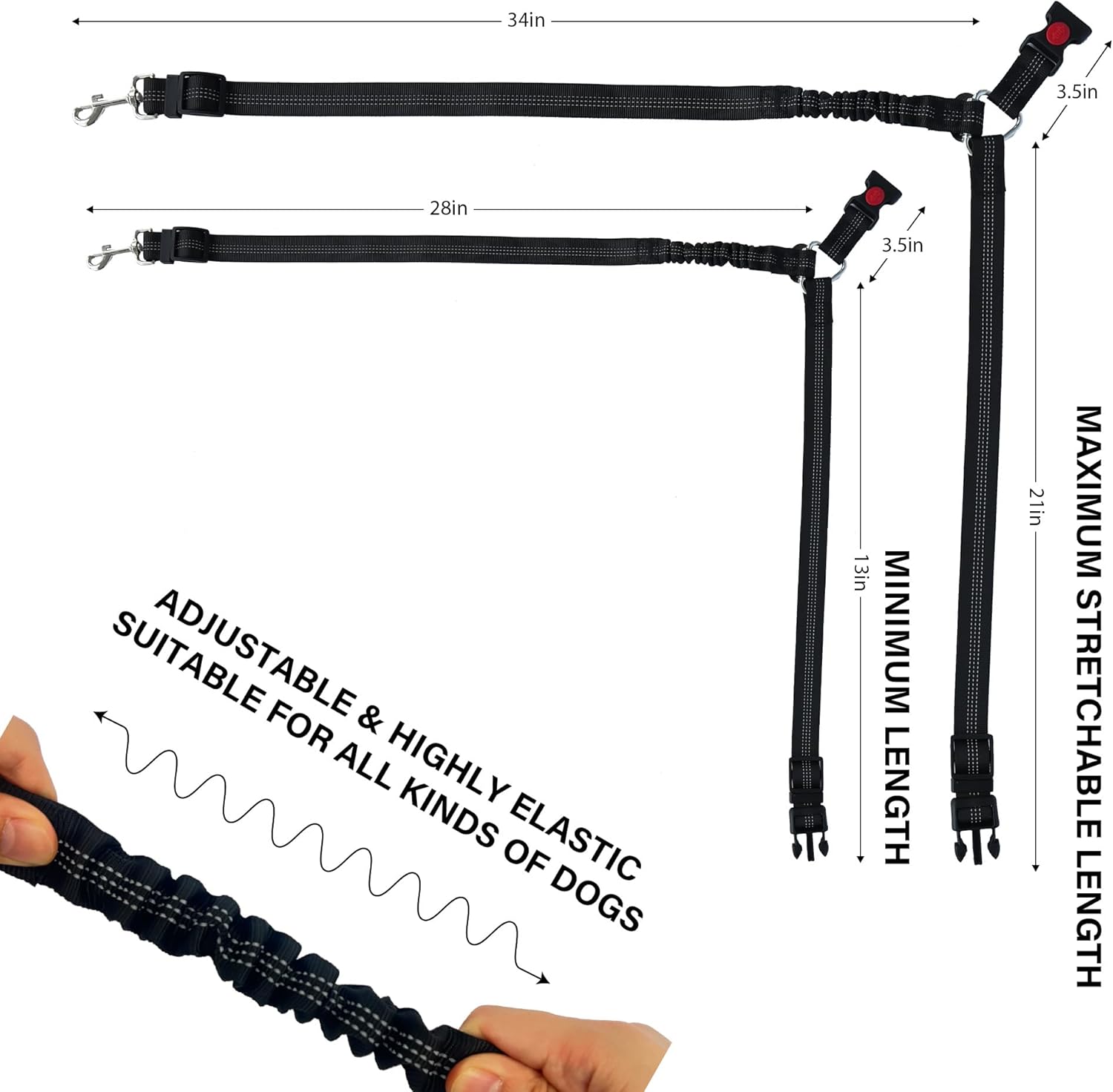 Dog Seatbelt Harness for Car Set, Crash Tested Pet Safety Restraint - Back Seat Travel Essentials with Headrest Tethers + with Dispenser 15 Poop Bags & Collapsible Dog Bowls (2 Rose Red) - Image 2