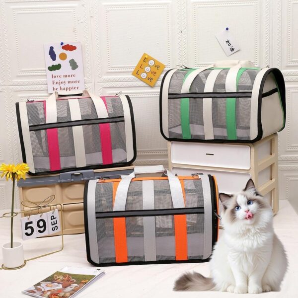Pet Carrier for Small Dogs & Cats,Portable Soft-Sided Breathable Mesh Cat Travel Bag Handbag,Collapsible Cat Carrying Case for Cats Small Dogs Puppy - Image 3