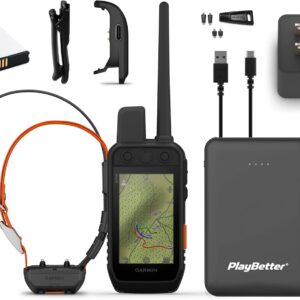 Garmin Alpha 300i (TT 25 Bundle) GPS Dog Tracking System Bundle - Multidog Tracking GPS & Remote Training Device - Includes PlayBetter Portable Charger & GPS Tether Lanyard