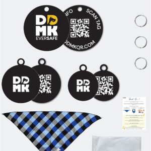 DDMK Smart Pet Tag Set | Includes Large, Medium & Small Tags | QR Code for Instant Alerts | Custom Pet Profiles | Durable & Waterproof | No Subscriptions or Fees