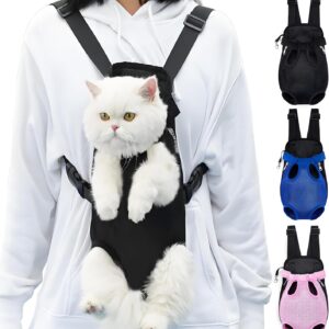 Pet Carrier Backpack, Adjustable Pet Front Carriers for Small Medium Dogs Cats 5-18 Lbs, Legs Out, Dog Cat Carrier Backpack for Hiking,Camping,Traveling,Cycling (Black,Large（Fit:10-18lb）)
