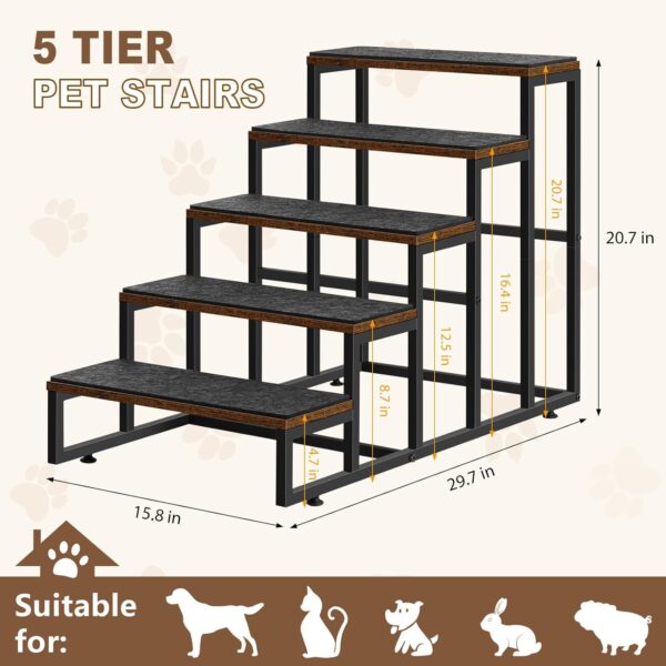 Dog Stairs Ramps Dog Stairs for High Bed Couch 5 Tier Pet Stairs for Small Medium Large Dogs and Cats Pet Step with Non-Slip Stair Tread for Puppy, The Old, and Injured Dogs - Image 2
