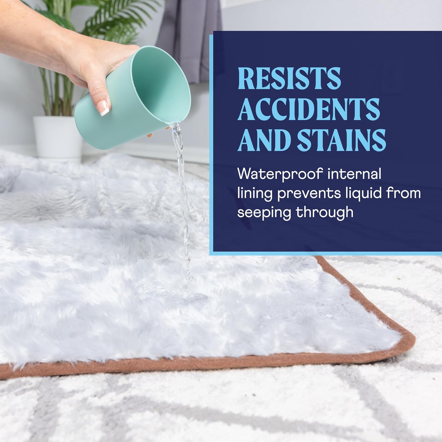 PupProtector Waterproof Throw Blanket for Dogs and Cats, Pet Blanket Cover for Couches, Sofas, Beds, Car Seats, Furniture, Calming Soft Faux Fur, White with Brown Accents, Original (60" L x 50" W) - Image 8