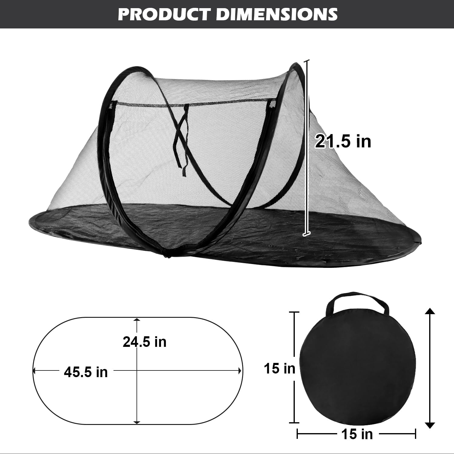 Cat Tent Outdoor, Pet Enclosure Tent Suitable for Cats and Small Animals, Indoor Playpen Portable Exercise Tent with Carry Bag(Black) - Image 2