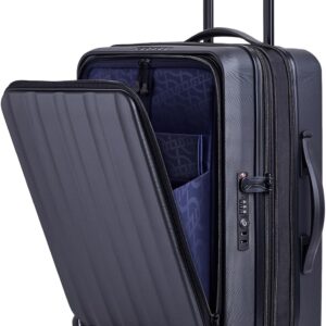 Verage Unisex Adult Recyle Hardside Expandable Luggage with Spinner, Midnight Black, Carry-on with Laptop Pocket 20-Inch