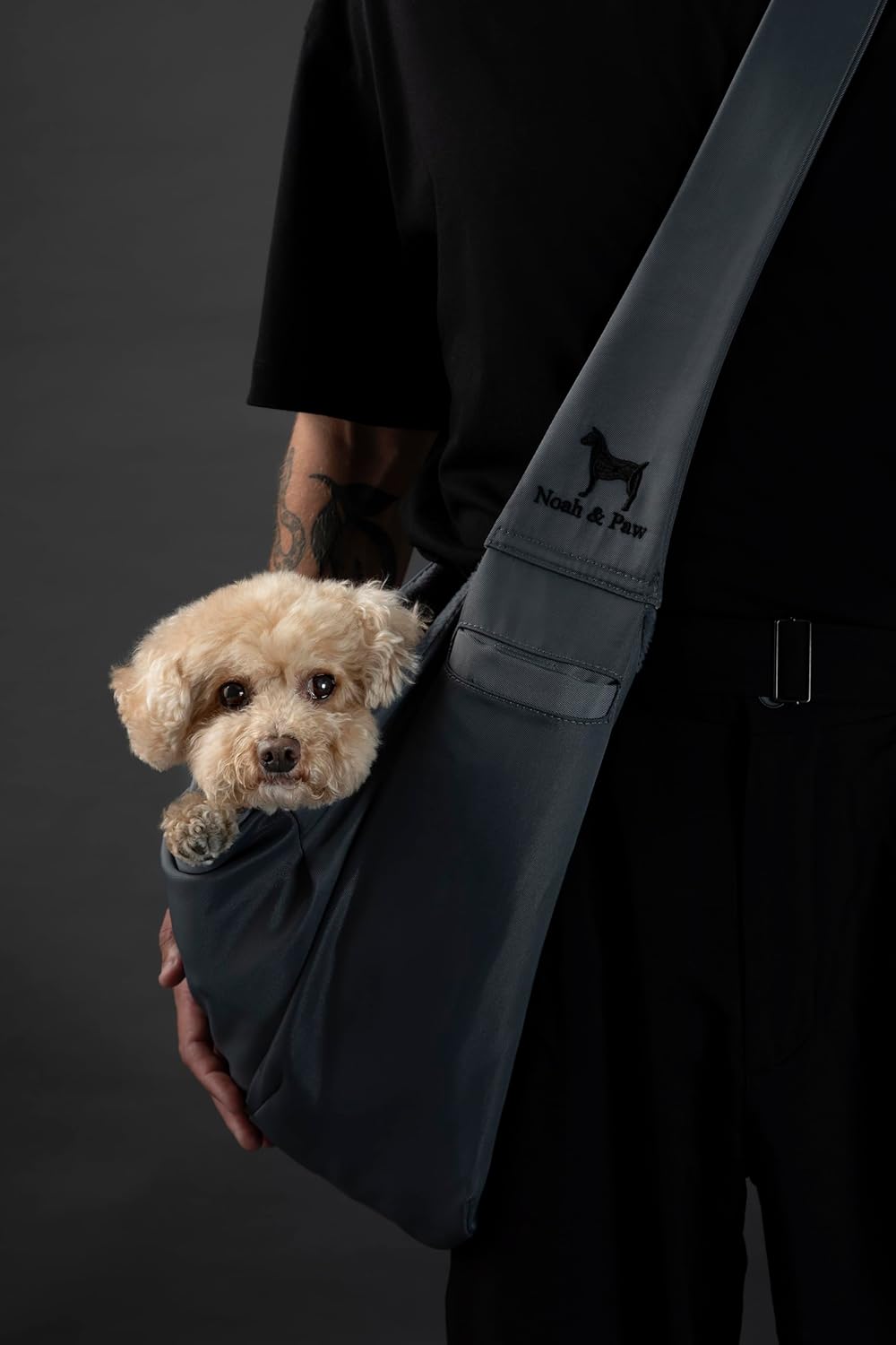 Noah & Paw Dog Sling Carrier for Small Dogs 5-18lb, Dog Sling for Small Dogs and Cats, Dog Carrier with Adjustable Padded Strap, Premium Twill, Lined with Fur, Double Safety Feature, Machine Washable - Image 3