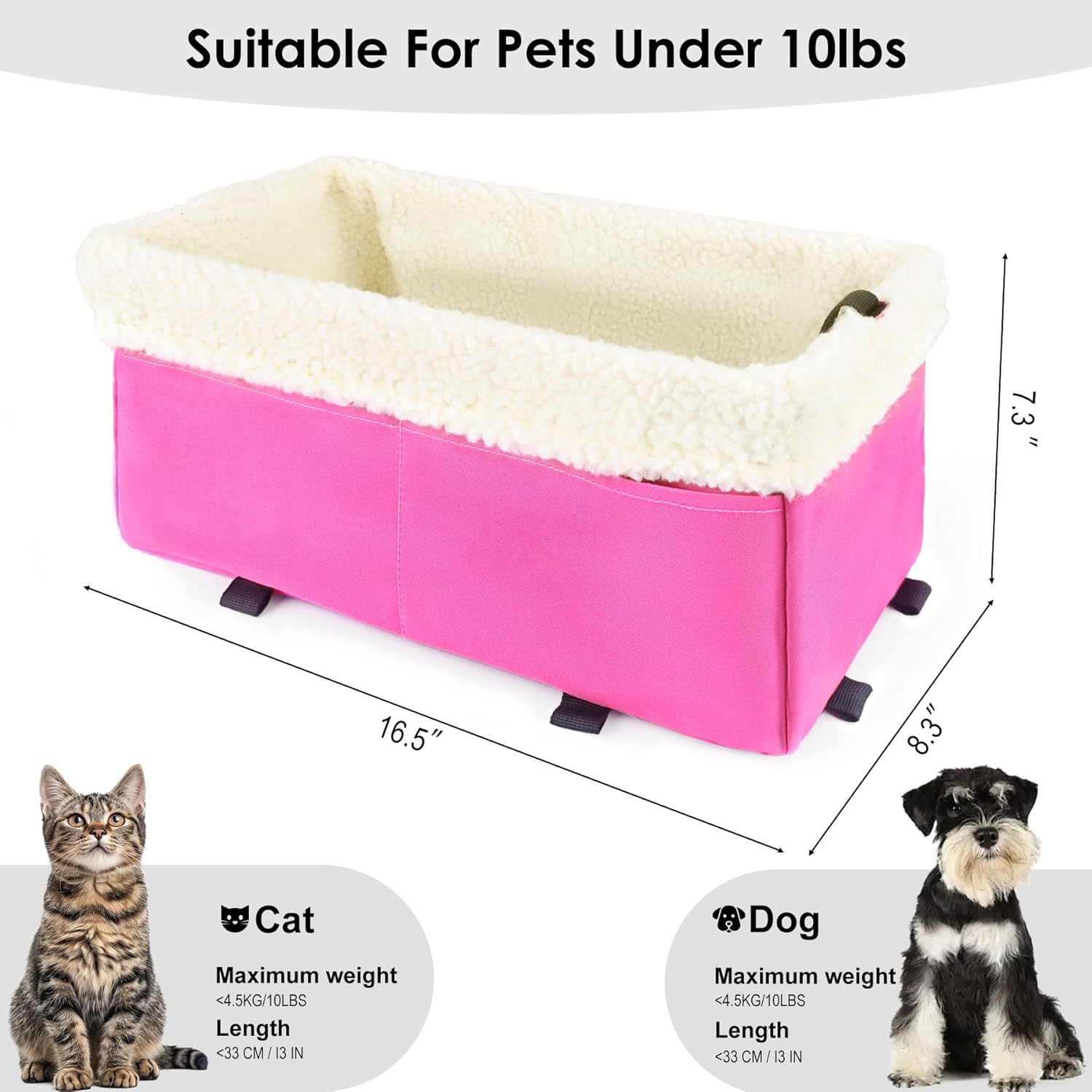 Dog Car Seat for Small Dogs, Center Console Dog Car Seat with Metal Frame & Double Protection Seat Belts, Pet Booster Seat with Safety Leash and Storage Pocket for Pets Dogs Cats, Pink - Image 6