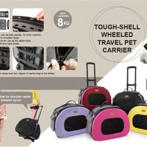 PET LIFE ‘Final Destination’ Airline Approved 2-in-1 Tough-Shell Wheeled Collapsible Travel Fashion Pet Dog Carrier Crate, One Size, Black