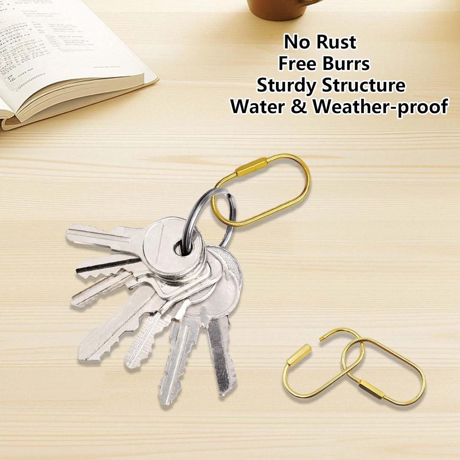 Keychain - Gold Carabiner Clip with Secure Locking Screw Design - Ideal for Keys,Bags,Accessories,Luggage Tags & Pet Collars- & Stylish - Image 5