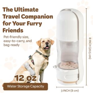 Desired Things Portable Pet Food and Water Dispenser, 2 in 1 Cat & Small Dog Water Bottle & Food Container, Lightweight, BPA Free Pet Water Bottle Traveling Essentials for Walking & Hiking – White