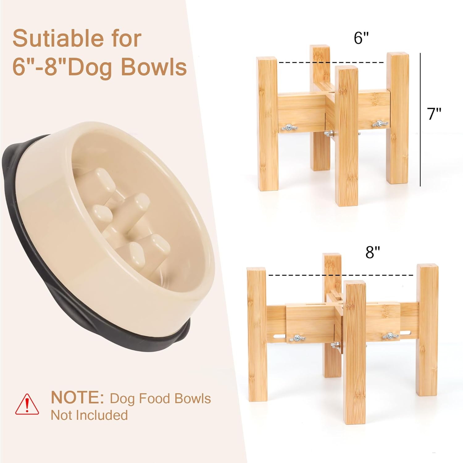 Elevated Dog Bowl Stand,Adjustable Dog Food Stand for 6”-8” Bowls,Single Dog Bowl Holder 7” Tall for Cats and Small Dogs - Image 3