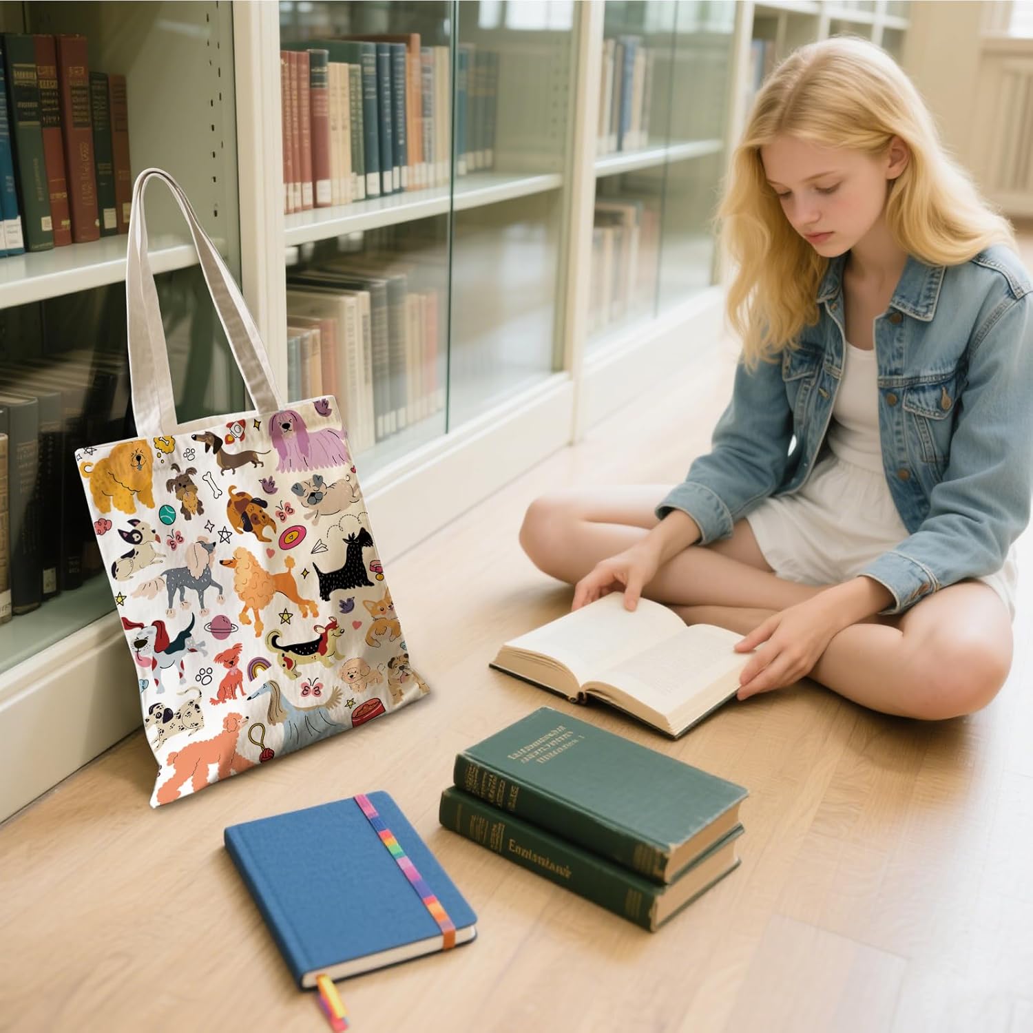 Aesthetic Canvas Tote Bag for Women - with Magnetic Snap Closure & Zipper Inner Pocket Reusable Bag for Shopping - Image 9