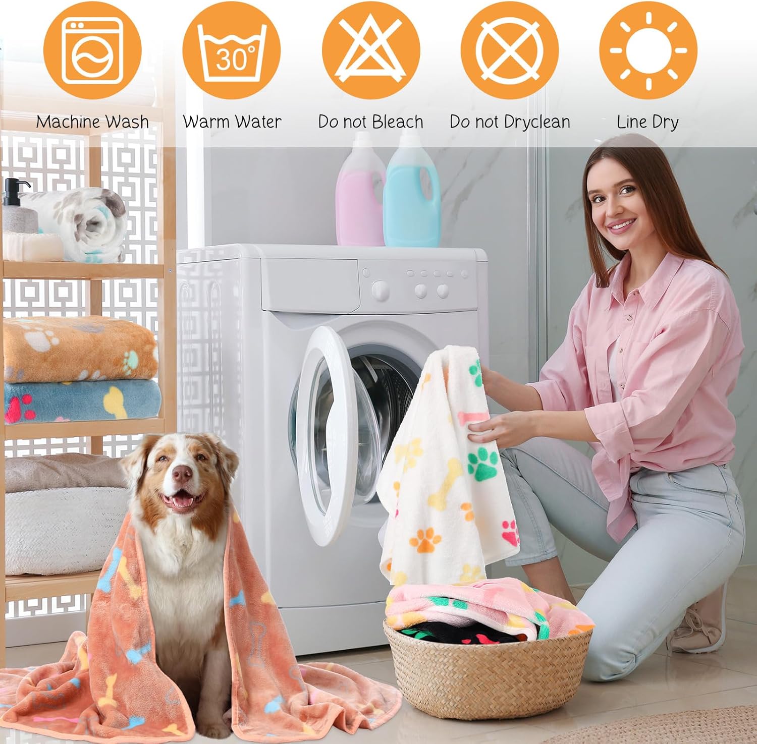 20 Pcs Dog Blankets for Small Dogs 24 x 16 Inches Puppy Blankets with Paw Print Soft Fluffy Fleece Pet Sleep Mat Flannel Throw Washable for Small Dogs Puppy Cats, 10 Styles - Image 5