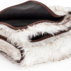 Waterproof Faux Fur Dog Blanket - Waterproof Dog Blanket for Bed, Couch or Dog Crate - White [50"x60"]