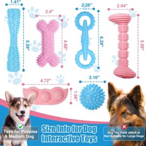 6PCS Puppy Chew Toys for Teething, Interactive Pink Blue Small Dog Enrichment Toys for Small Medium Dogs Soft Rubber Puppy Teething Toys Dog Toy Pack for Small Puppies