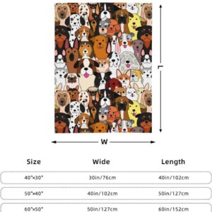 Colorful Dogs Pattern Fleece Throw Blanket Ultra Soft Cozy Decorative Flannel Blanket for Home Bed Couch Chair Travel 60x50in