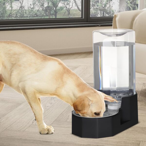 Sfozstra Large Dog Water Dispenser: 8L Automatic Black Water Feeder with Stainless Steel Bowl - Without Filter - Gravity Design for Multiple Pets Indoor/Outdoor - Image 6