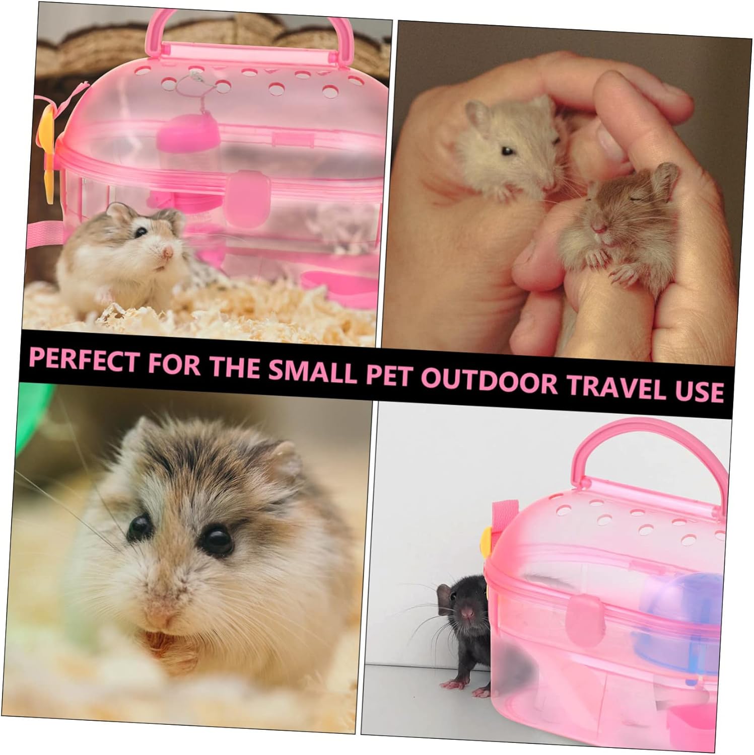 Yardwe Compact Travel Box for Hamster Chinchilla Portable Outdoor Carrier Lightweight Pet Cage Includes Feeder Bath - Image 2
