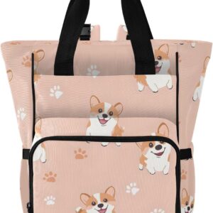 Diaper Bag Backpack Tote Multifunction Baby Nappy Changing Bags Dog Paw Large with Stroller Straps Travel