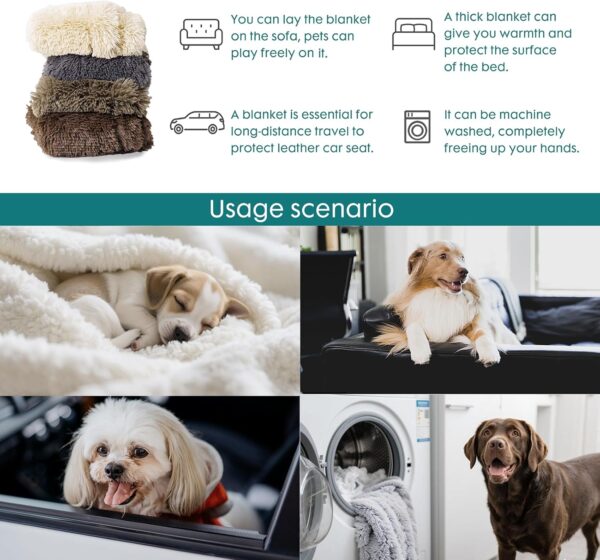 gogobunny Waterproof Dog Blanket for Large Dogs, Cats, Puppy, Reversible Faux Fur Pet Throw Blanket, Washable, Calming Furniture Protection for Sofa Bed (60x80 Inch (Pack of 1), Beige) - Image 5