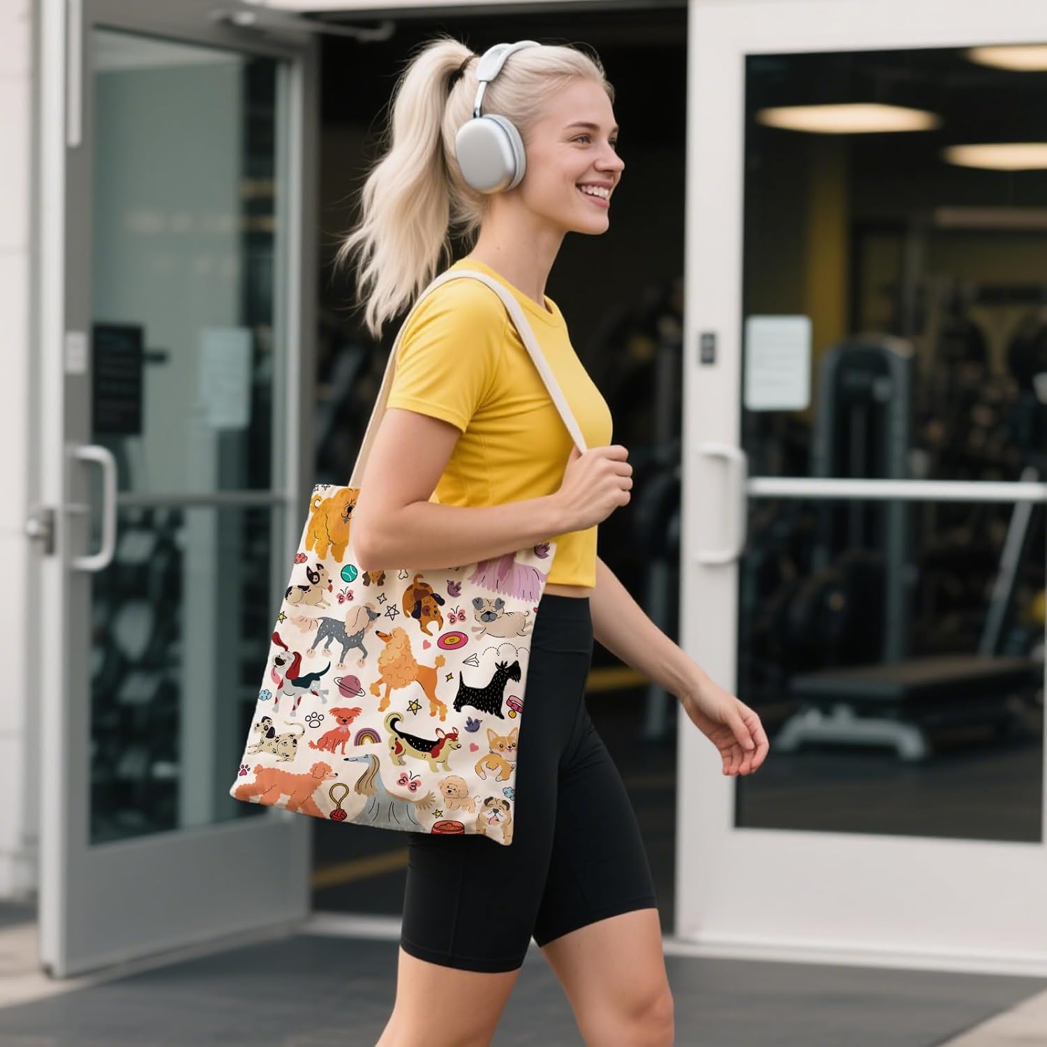 Aesthetic Canvas Tote Bag for Women - with Magnetic Snap Closure & Zipper Inner Pocket Reusable Bag for Shopping - Image 7