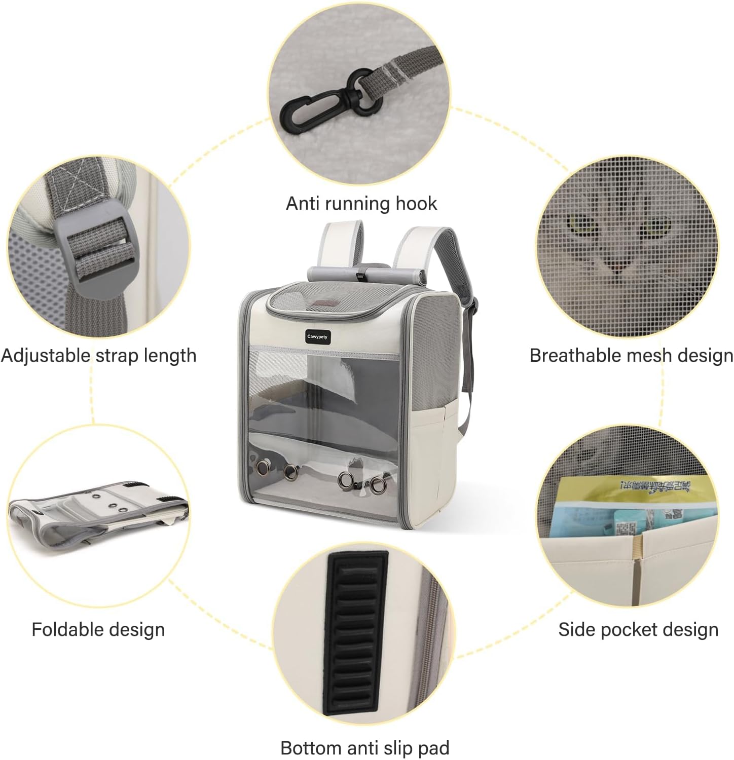 Cat Carrier Backpack,Cat Carrier with Window Blind,Cat Backpack for Small Cats Dogs, Safety Straps, Collapsible, Breathability,Designed for Travel, Hiking, Outdoor,Car - Image 2