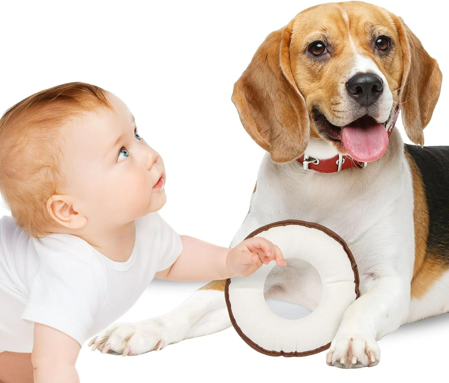 3-Piece Eco-Friendly Durable Cotton Squeaky Dog Toy Set for Chewing, Training, Playing and Exercise – Harry The Hound, T-Bone & Donut The Round Disk, White (Safe for Pets & Kids) - Image 3