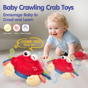 hahaland Baby Toys 6+ 12-18 Months – Crawling Musical Dancing Walking Moving Bouncing Learning Crab Tummy Time Toy Sensory Toddler Toys for 1-3 Year Old Christmas Birthday Gifts Stocking Stuffers