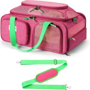 19x13x9 TSA Approved top Expandable pet Carrier for Small Dog Puppy cat up to 10 lbs Weight and 18” Length, for Southwest Spirit Canada Airlines(Pink)