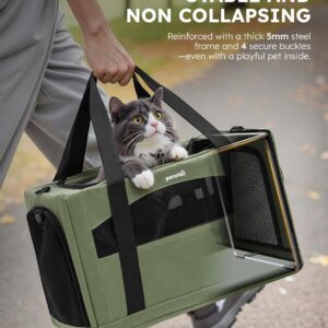 pecute Cat Carrier Stable, Pet Carrier Breathable and Portable, Cat Carriers Bag with Scientific Hidden Partition, Carriers for Cat Under 5kg, Dog Carrier Suitable for Travel and Outing, Green