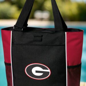 University of Georgia Tote Bag UGA Bulldogs Zippered Travel Tote Official Bag for Tailgating, Beach, Pool, or Shopping
